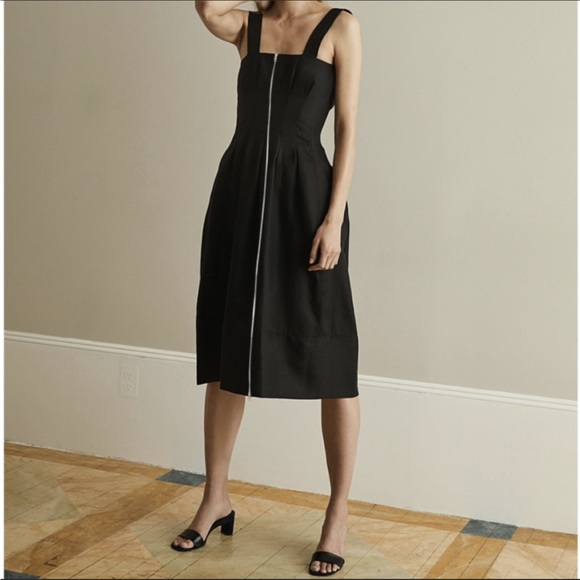 Rare Barbara Casasola linen BLACK midi pinafore spring 2017 runway collection - Picture 15 of 16